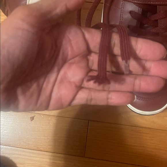 Men's Burgundy Leather Sneakers - Picture 4 of 9